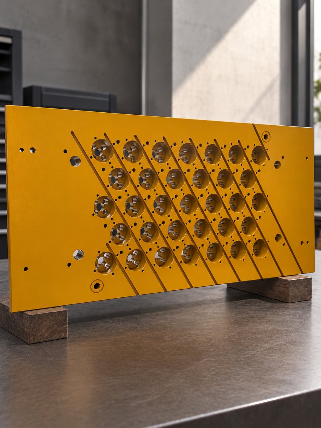 Molde maquinado con anodizado acabado amarillo